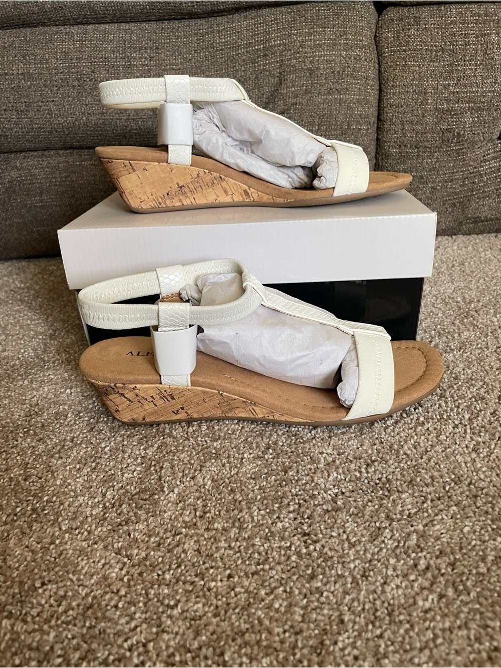 White Cork Wedge Sandals - Women's Comfort Dress Sandals